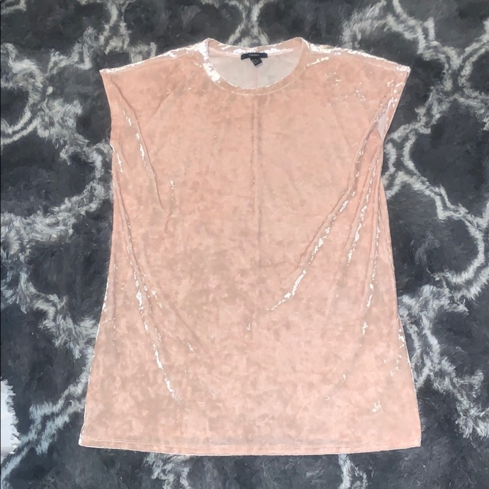 Pink crushed velvet t-shirt dress